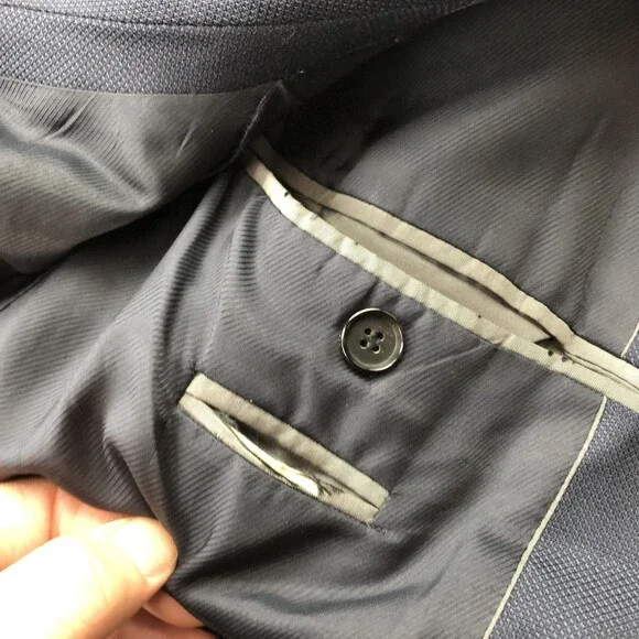 Hugo Boss Blazer Mens 38S Navy Virgin Wool Two Button Suit Jacket Sport Coat
